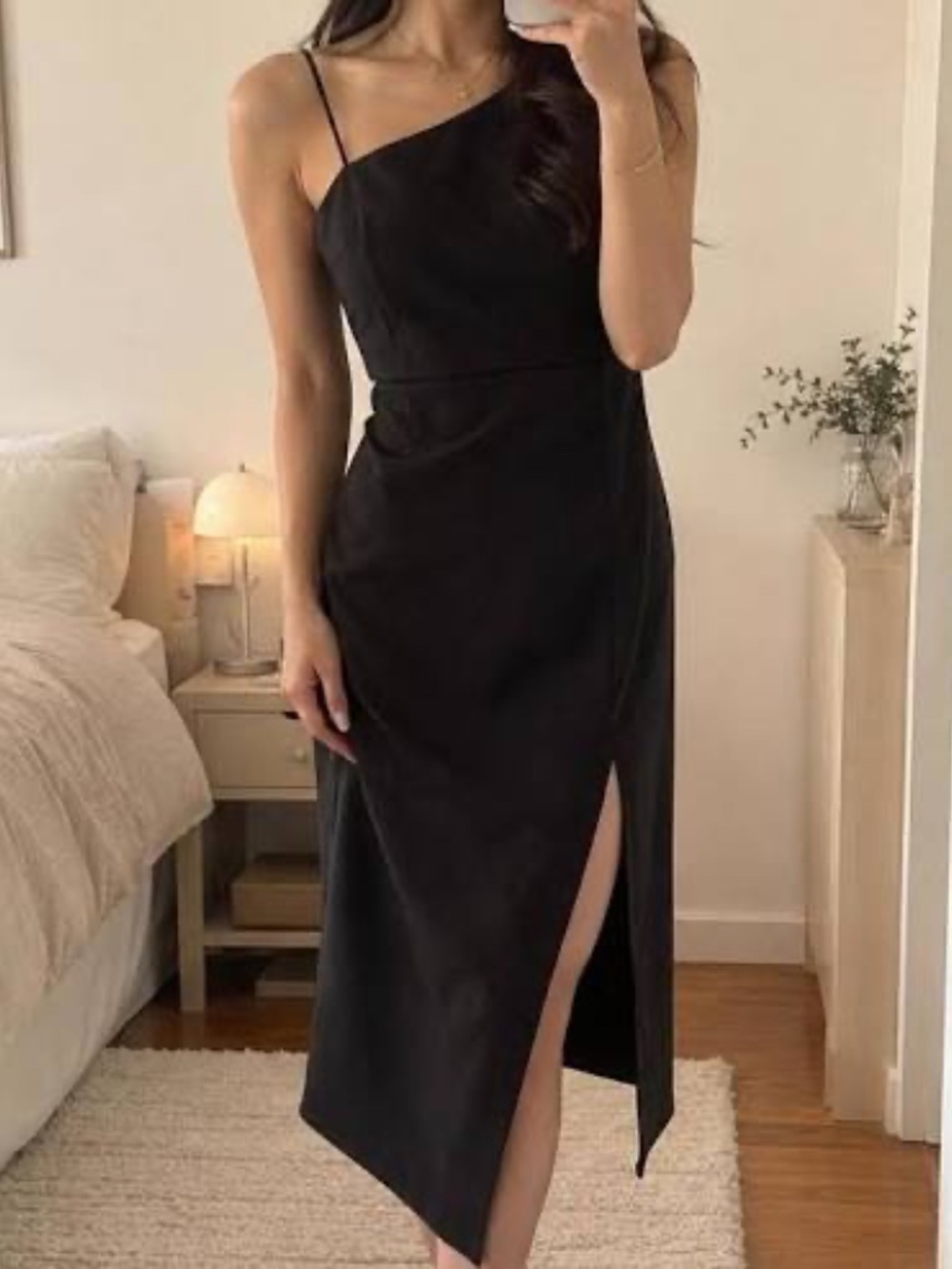 PRINCESS POLLY MIDI DRESS HIGH SLIT BLACK, SZ 4, NWT